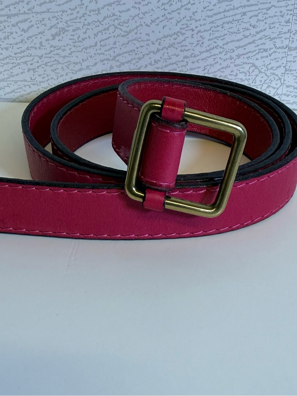 J. Crew Fuchsia Genuine Italian Leather Belt     S/M